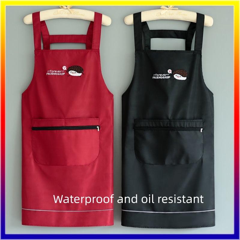 Tạp Dề Chống Thấm Nước, Thời Trang, Có Túi Khóa Kéo, Làm Bằng Vải Chống Thấm Nước, Thích Hợp Để Nấu Ăn, Có Túi Trước Và Khóa Kéo, Kèm Khăn Tay, Quần Áo Để Nấu Ăn, # Tạp Dề Thời Trang, Tạp Dề Cắt Hoa Văn, Tạp Dề Chống Thấm Nước