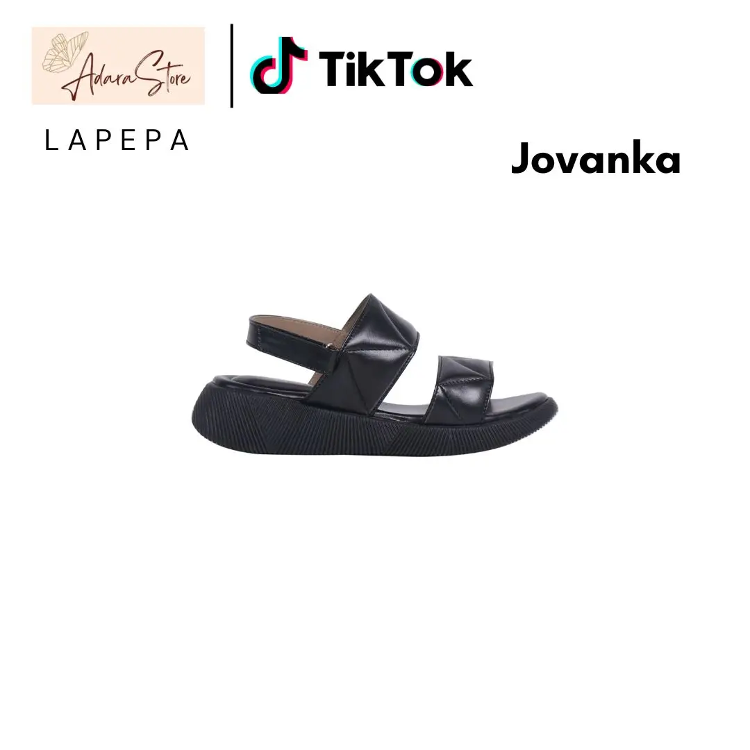 Lapepa JOVANKA Sepatu Sandal Wedges Wanita Kasual Sendal Cewek Model Ban Dua Strap Tali Belaknag Tinggi Insoel 3 Cm Tatakan Empuk Size 36-41 Kekinian Perempuan