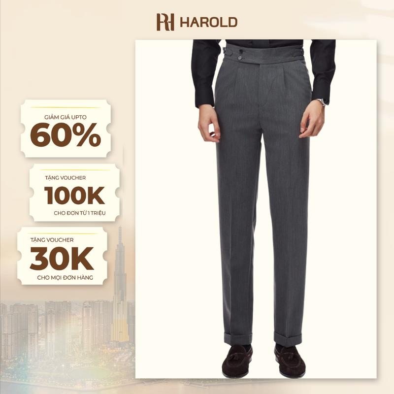 [Premium] Quần Âu Nam Cạp Cao Ống Suông Cao Cấp Harold Sidetab Season 2 - Quần Tây Thiết Kế Sang Trọng, Vải Mềm Mịn Thoáng Mát, Co Giãn Chống Nhăn, Đứng Form Tôn Dáng, Thanh Lịch - Hàng Cao Cấp