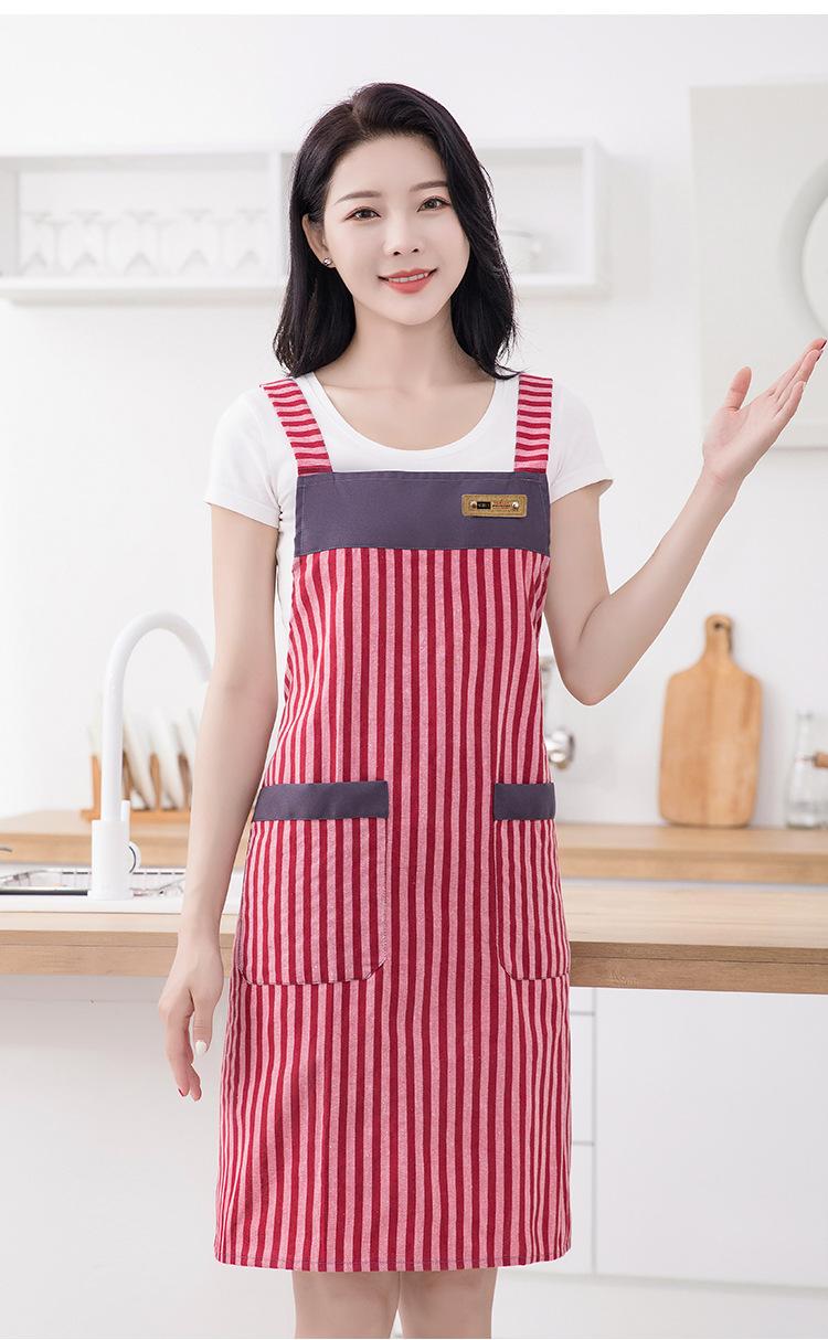 Product Introduction of Tạp dề nhà bếp, họa tiết sọc, hai túi, chống dầu và chống bẩn, thời trang và dễ thương, thích hợp để sử dụng tại nhà, quần áo bảo hộ lao động chống bụi bẩn, thích hợp cho công việc cà phê, dây thắt lưng thoáng khí, lý Tưởng cho mùa hè 15