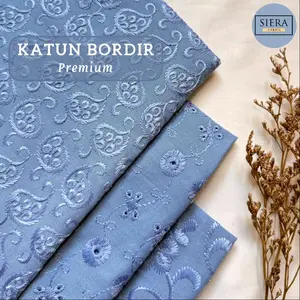 SETENGAH METER  Kain Katun Bordir, Bahan Dress, Blus, Gaun, Gamis,Tunik, Rok - Denim ( MINIMAL ORDER 1 METER )