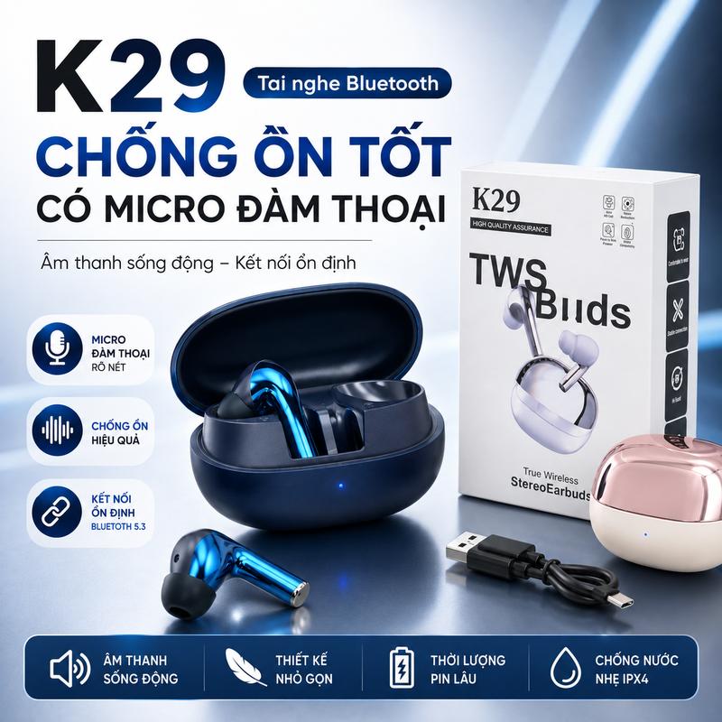 DCQ 1K - Tai nghe bluetooth K29 âm thanh hay bass căng phong cách trẻ kết nối nhiều dòng điện thoại