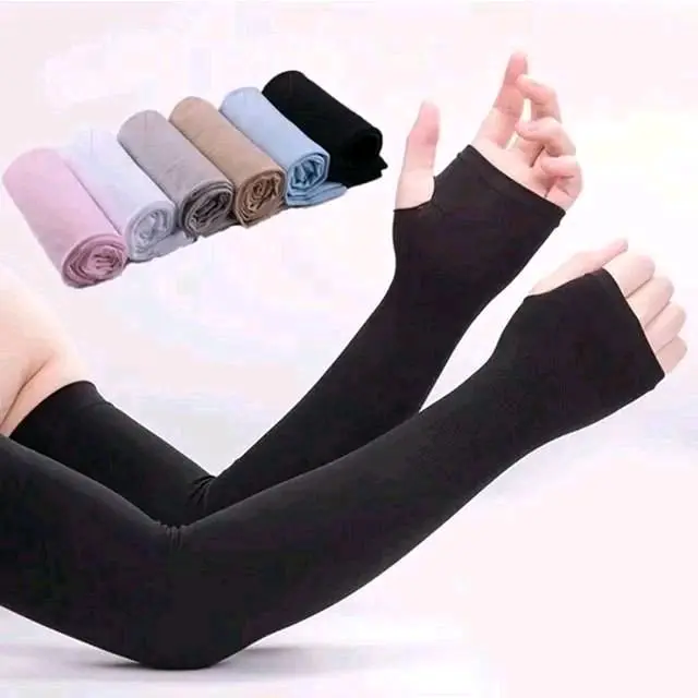 SL - [5 Set isi 10 Pcs] Manset Tangan HandShock Polos Muslimah Sarung Tangan Pelindung Lengan Random Warna