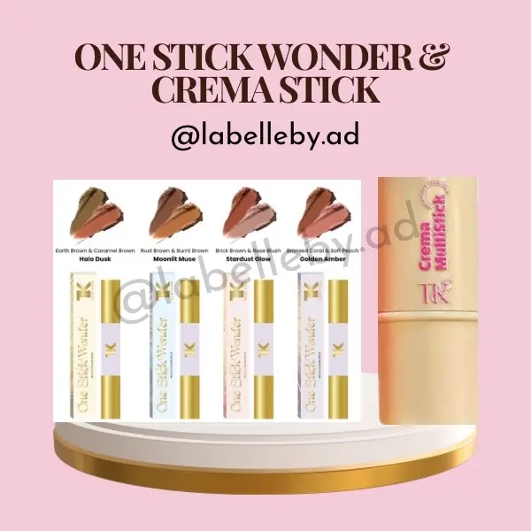 TK by Tyra One Stick Wonder Multistick All-in-One Crema Multistick Blusher Pink Tone, Halo Dusk, Moonlit Muse, Stardust Glow, Golden Amber for Cheek, Lips and Nose Bridge - Makeup