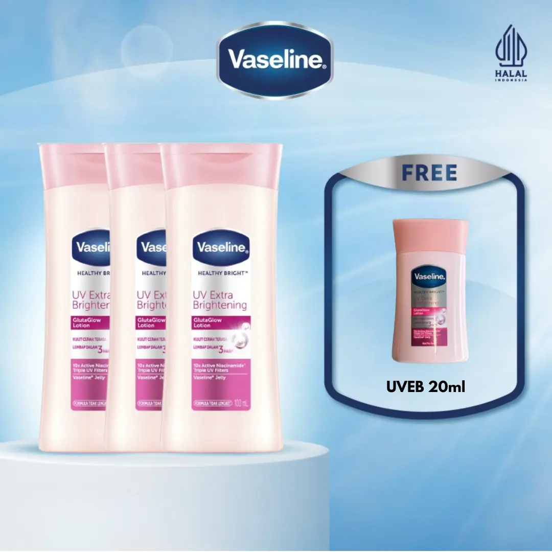 [B3G1] Vaseline UV Extra Brightening 100ml Free UVEB 20ML