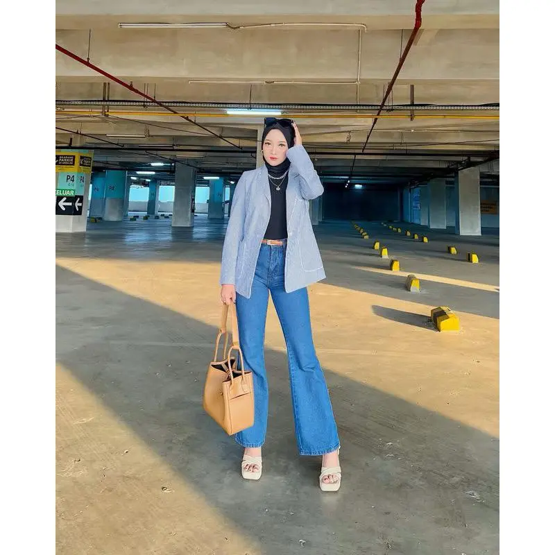 Celana Jeans Wanita Cutbray Stretch- Celana Wanita Kekinian Highwaist Polos Slim Fit premium 2