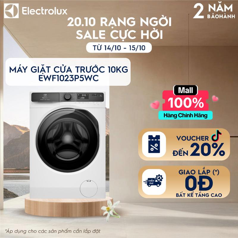 [MỚI] Máy giặt cửa ngang Electrolux 10kg UltimateCare 500 EWF1023P5WC Inverter Làm Sạch - Free Giao lắp