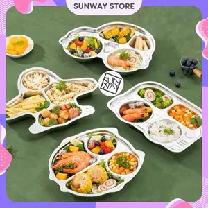 SUNWAYSTORE - Piring Makan Stainless Anak / Piring Makan Sekat Anak SUS 304 Stainless / Piring Sekat Stainless / Piring Sekat Anak Kitchenware