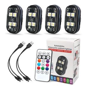 Luz decorativa recargable para interior de auto, luz ambiental para interior de auto con control remoto, luz decorativa para auto, luz LED para auto, accesorios para auto