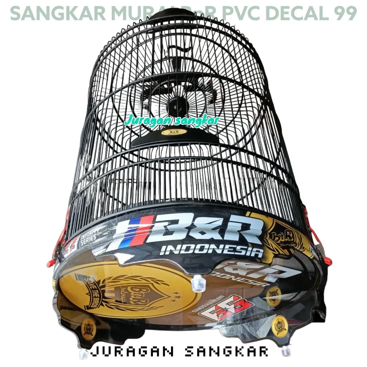 Sangkar kandang murai BnR B&R pvc Decal 99 koi 15Th Indonesia merah putih champion