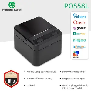 Printer Termo 58mm POS58L - Kompatibel dengan Sistem POS Melalui USB & Bluetooth Mencetak Struk Pesanan Kertas Termo 58mm Kertas Label Hitam/Biru Gulungan Kertas Pengisi Daya Portabel Garansi 1 Tahun Praktis & Efisien Mesin Berkualitas Tinggi