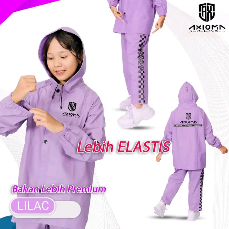 AXIOMA Jas Hujan ANAK Laki-Laki & Perempuan Hitam Bahan PVC Premium Super Tebal Elastis Anti Rembes Setelan Baju & Celana Size XS-XXL 7