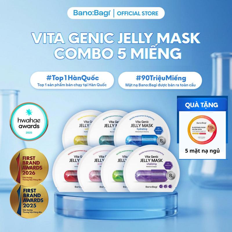 COMBO 5 Miếng Mặt Nạ BANOBAGI Vita Genic Jelly Mask Dưỡng Da Chuyên Sâu Dành Cho Mọi Loại Da 30ml