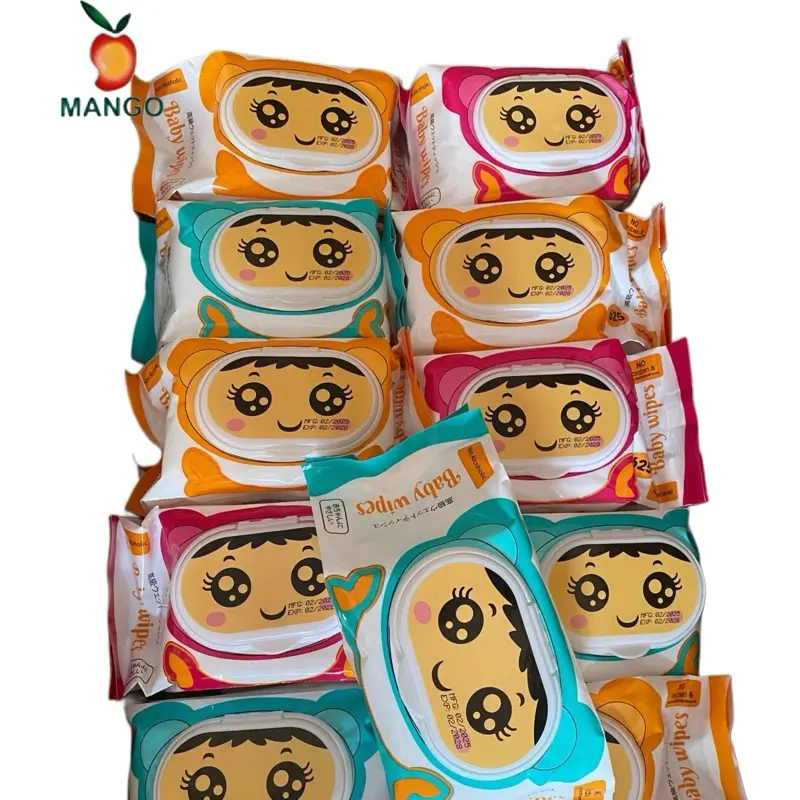 5kg/ thùng- 10 Bịch Khăn Giấy Ướt MANGO Cao Cấp Kích Thước 18x22cm  Vải Bi Mềm Mại Không Mùi Không Cồn Không Chất Tẩy An Toàn Cho Da Bé Date 2029 - 1