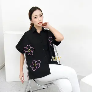 Louise XL XXL XXXL 5L LD 110 120 130 140 Blouse Katun Miracle Polos Bordir Bunga Oversize Atasan Wanita Bigsize Lengan Pendek Size Jumbo by ALSAVA