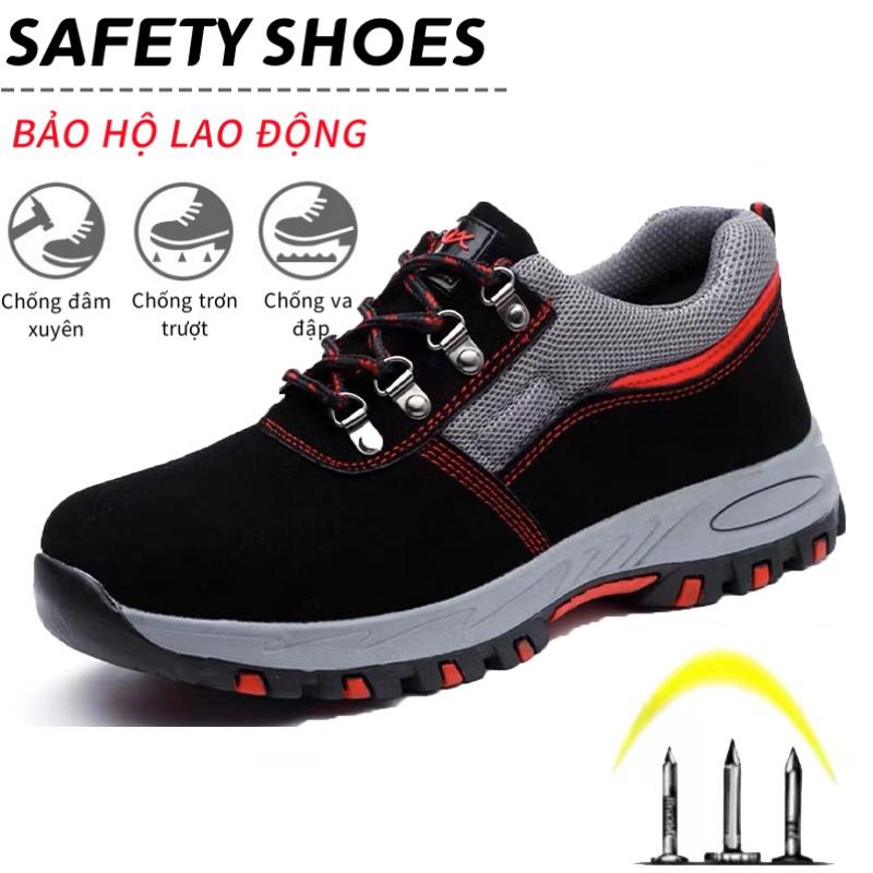  Giày Bảo Hộ Lao Động Nam Phong Cách Thể Thao Mũi Thép Chống Va Đập Đâm Xuyên Chống Trơn Trượt Mềm Mại Thoáng Khí Đế Kevlar CN40 US7 UK6.5 Chiều Dài 250mm 