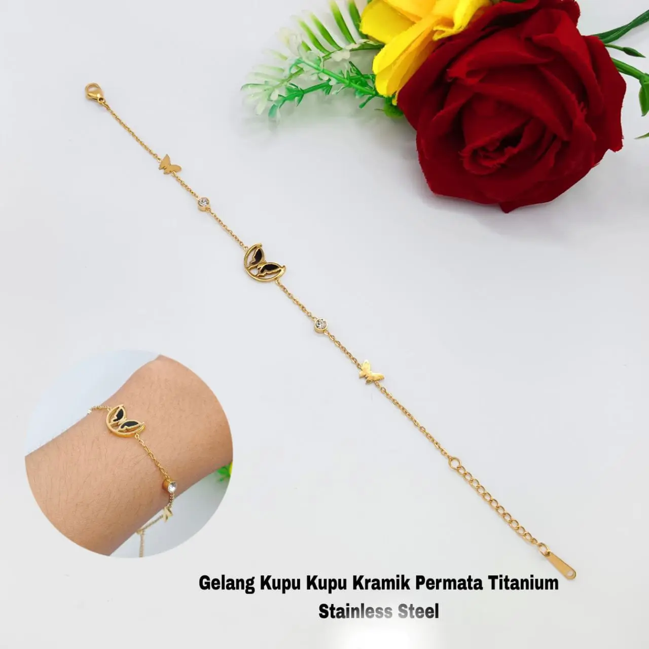Gelang Titanium Cewek Korean Style Anti Karat dan Tidak Mudah Luntur - Bracelets kalung  aesthetic Emas Hadiah Silver Wanita