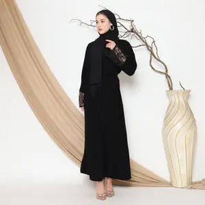 Zoora Abaya Outer Lace Original By Zahra Hitam Pekat (Exclusive Matterial)