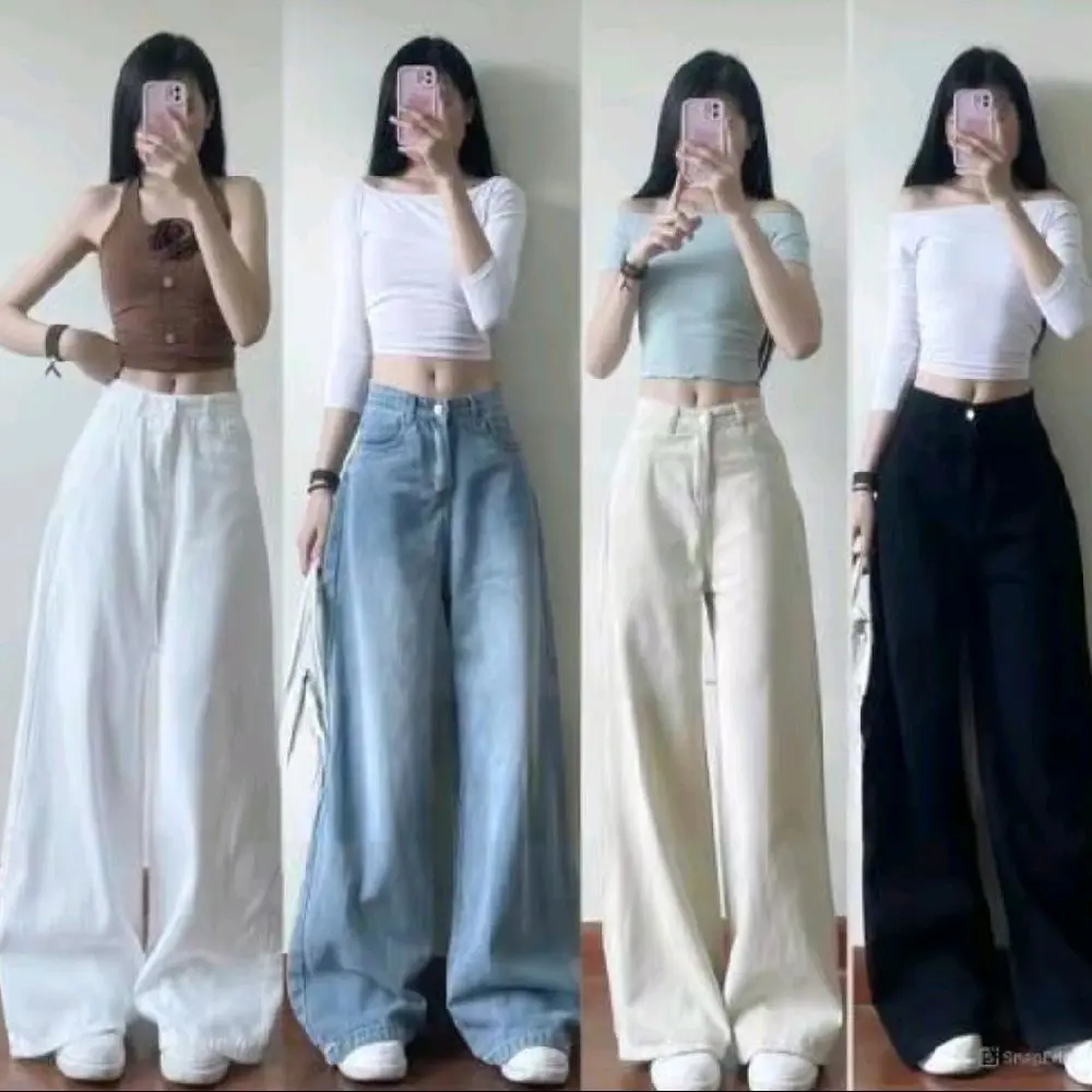 Quần Jean Nữ Ống Suông Thêu Nơ Vải Jean Mền Mịn Hack Dáng- QCJ 02