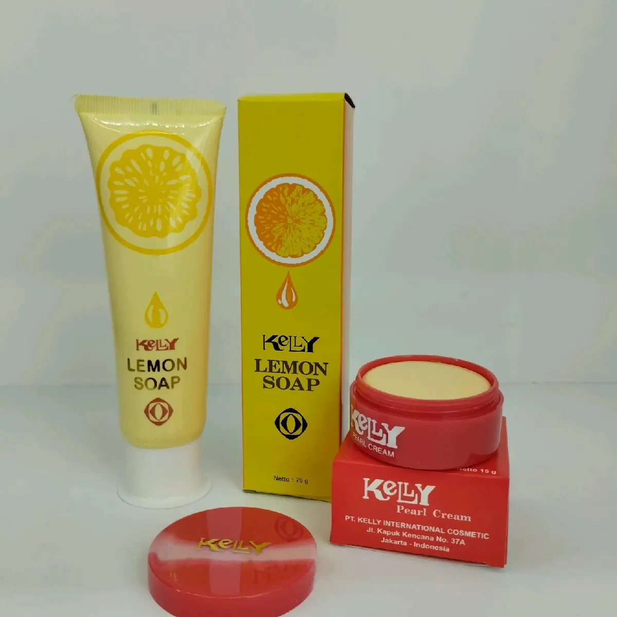 PAKET 2IN1 KELLY LEMON SOAP 75 gr DAN PEARL CREAM 15gr ORIGINAL BPOM