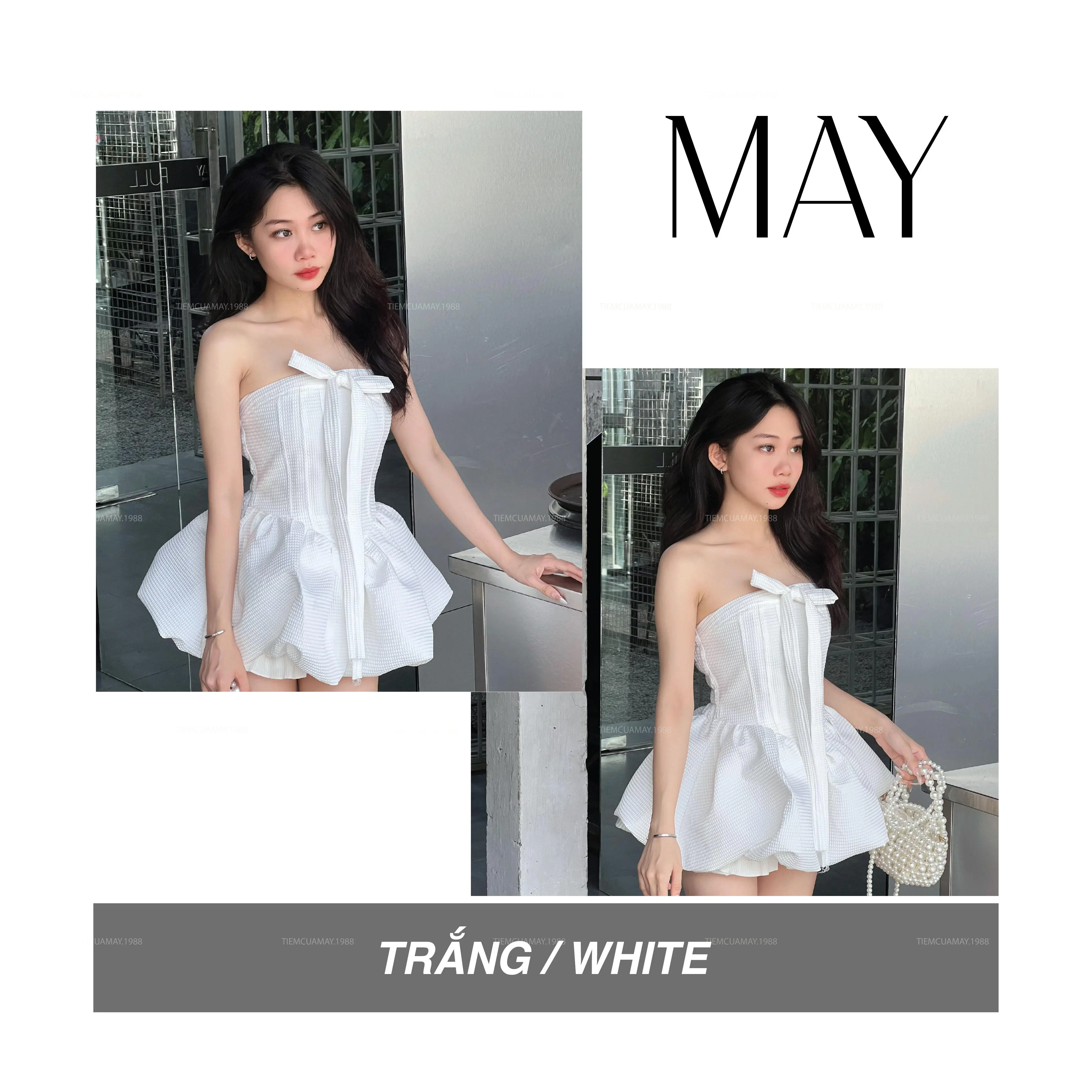 [Set 1] Đầm Dự Tiệc Nữ Dáng Phồng Trái Bí Dễ Thương Tiểu Thư Dáng Ngắn Kèm Quần Đen / Trắng Women Dress | BigBuy360 - bigbuy360.vn