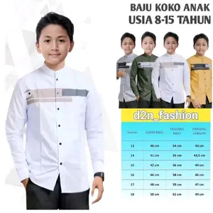 Baju koko anak Remaja lengan panjang usia 10-15 tahun Tanggung Katun Muslim