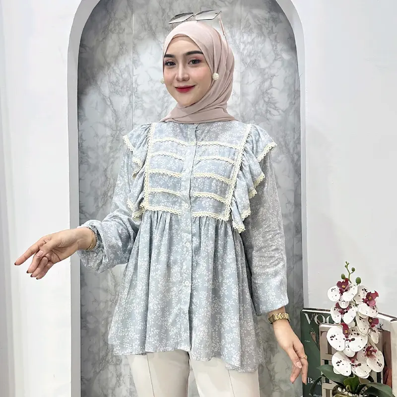 ROSELLA BLOUSE - ATASAN RAYON KOMBINASI RENDA MOTIF ADEM LEMBUT 3