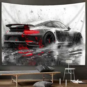 Kain dinding tren GTR Dewa Perang, kain dinding tanpa lubang untuk asrama, dekorasi dinding kepala tempat tidur, pengaturan dinding.