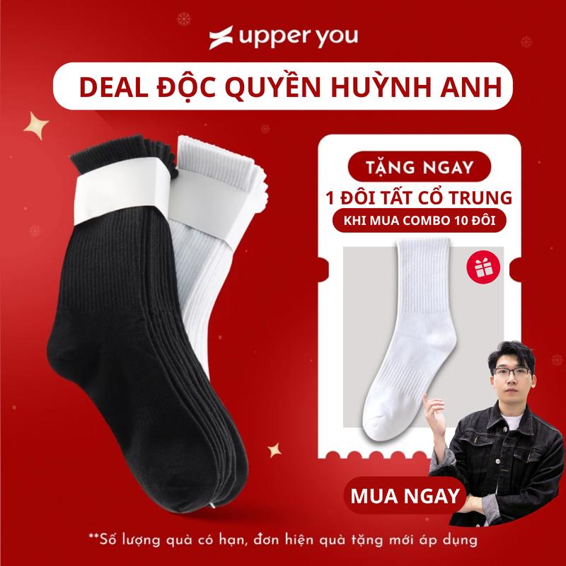 HUỲNH ANH REVIEW Tất Vớ Nam Nữ Cổ Cao Trơn UPPERYOU Êm Ái Dày Dặn Thoáng Khí - VSF4001 VSF3001