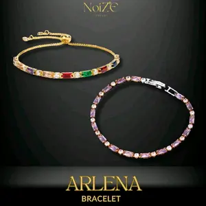 NoiZE ARLENA - Gelang Tangan Wanita AAA Zircon Serut Drawstring Adjustable Bracelet Ungu Rainbow