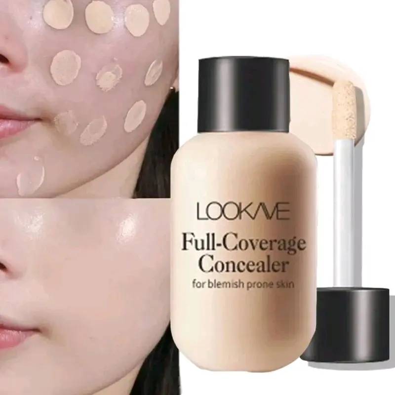 LOOKAVE Mini Matte Liquid Concealer Foundation Dengan Daya Tutup Maksimal Lingkaran hitam di Mata & Pori - pori Kulit Wajah Concealer Tahan Air & Tahan Lama Mencerahkan 0