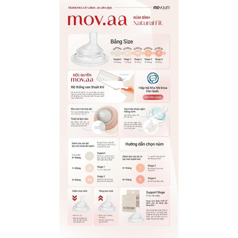 Núm ty Moyuum Mov.aa thay thế chính hãng Hàn Quốc cho bé (chỉ lắp được bình Mov.aa) 8