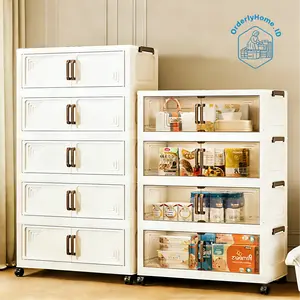 【COD】50cm Kabinet Lemari Plastik Berkapasitas Besar/Tidak Perlu Instalasi Lemari Makanan Minimalis Modern/Rak Estetik Minimalis Makanan/Rak