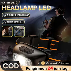【Garansi 10 tahun】 Headlamp Sensor Senter Kepala LED USB Charge 4 Mode Headlamp Sorot Headlamp Senter Kepala LED USB Sensor Lampu camping tahan air untuk pencahayaan luar ruangan