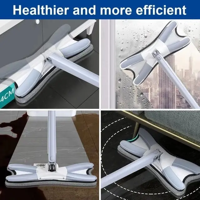Alat Pel Peras Praktis Mop Magic Bentuk Light X-shape Mop Putar Twist Mop Gagang Panjang 5