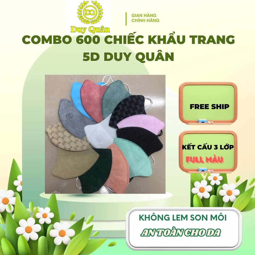 [TÚI ZIP] 600 CHIẾC KHẨU TRANG 5D DUY QUÂN, KHÁNG KHUẨN LỌC BỤI MỊN CHỐNG TIA UV  Phụ Kiện Che Mặt