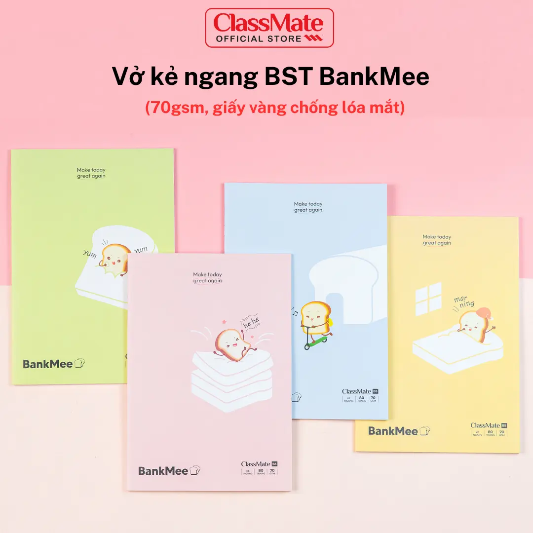Combo 2/5/10 Vở Kẻ Ngang CLASSMATE BST BankMee 80/120/200 Trang 70gsm, Giấy Vàng Chống Mỏi Mắt, Giấy Ăn MựcGhi Chép Tiện Lợi