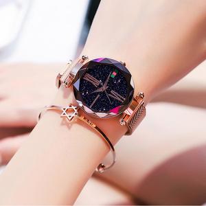 Jam Tangan Bintang Wanita Berkilau  Design Korea Viral Tali Besi Clip Lock Elegant & Bergaya Star Watch Diamond Cut Edge
