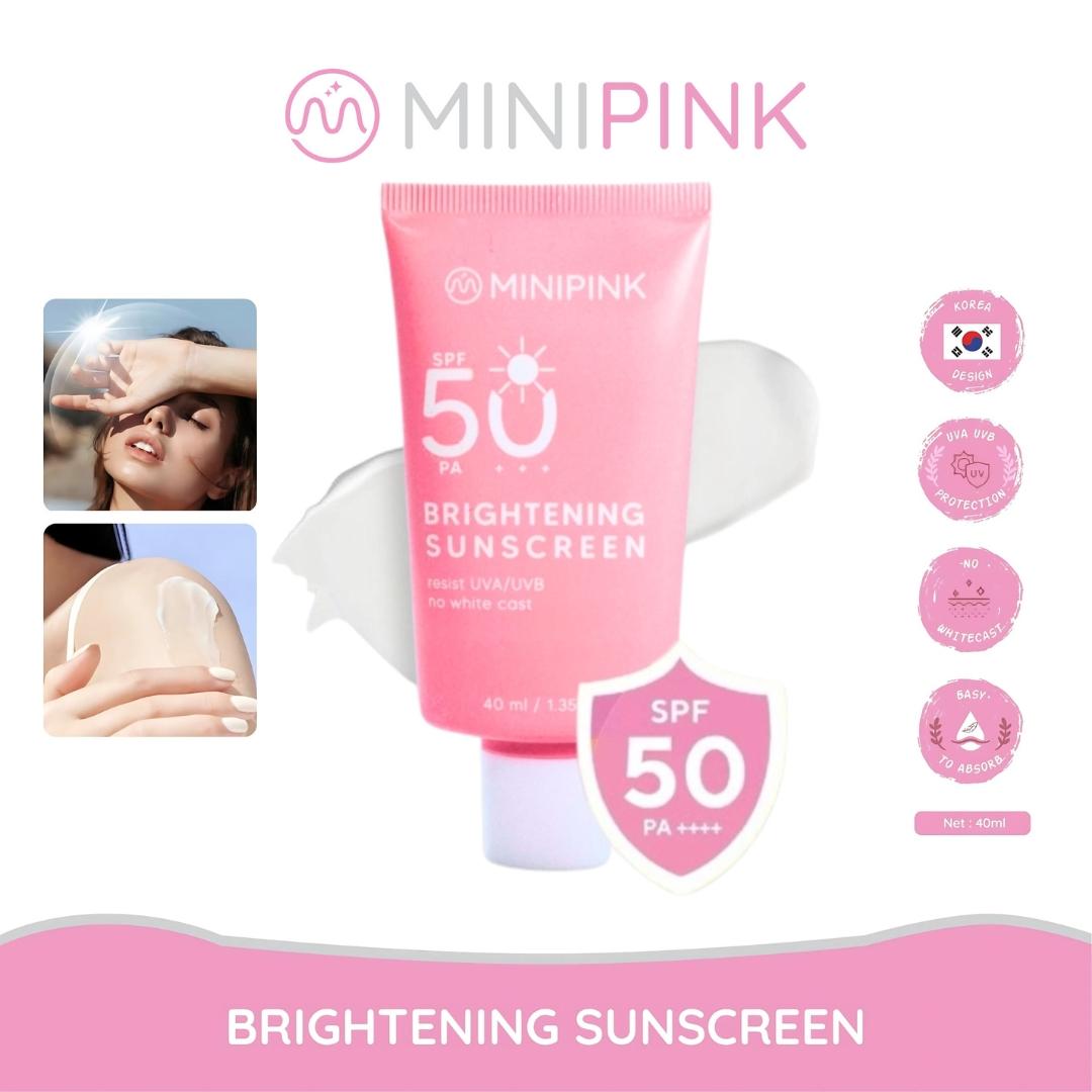 MINIPINK Brightening Sunscreen SPF50+ 40ml Face & Body Sunblock Lotion Putih UV Protection Pelindung Matahari MP029 MINIPINK Brightening Sunscreen SPF50+ 40ml Face & Body Sunblock Lotion Putih UV Protection Pelindung Matahari MP029