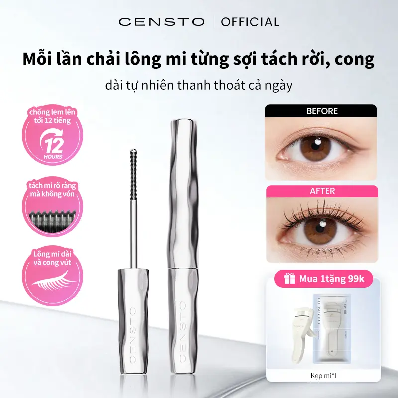 Mascara CENSTO chống nước, chống mồ hôi, làm dài và cong mi, không lem，gợi ý mua，thích hợp cho người mới bắt đầu