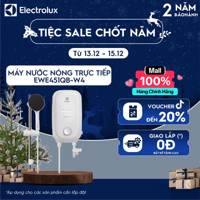 Máy nước nóng trực tiếp Electrolux có bơm trợ lực EWE451QB-W4 4500W - Giao Lắp 0Đ 