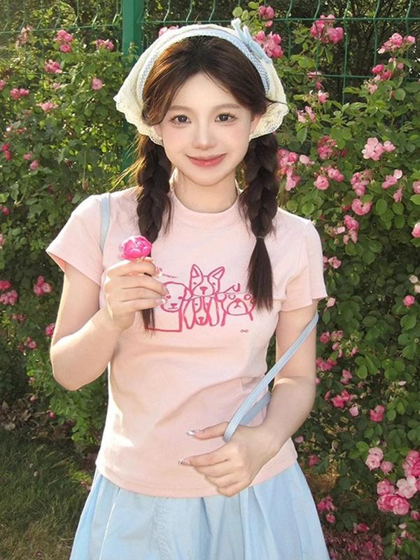 Áo baby tee suông in hình cún5 nhiều màu peonyb - Thun nữ cộc tay kiểu dáng bánh bèo hotgirl tiểu thư hàn quốc oversize bigsize