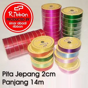 1 Roll Pita Jepang Kado 2cm 3/4" Plastik Brand DeParcel Ribbon Pita 2 cm Kertas 18mm