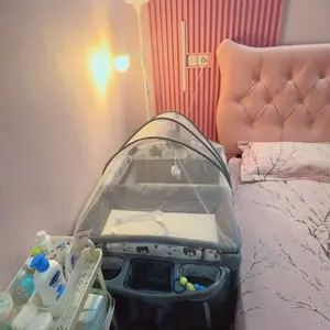 COCOBB Co-Sleeper Rocking Crib Bayi dengan Mosquito Net & Diaper Table Tempat Tidur Bayi Samping Tempat Tidur Orang Tua dengan Ayunan Tool Free Installation COD Quality Assurance