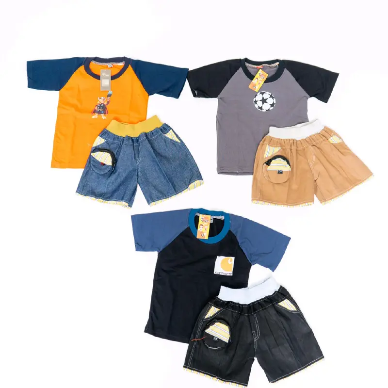 Promo setelan anak 100 rb dapat 3 picis yang trendy terdiri dari kaos dan celana yang nyaman,stelan ini terbuat dari bahan katun lembutt berkualitas sehingga memberikan rasa nyaman bagi sibuah hati 2