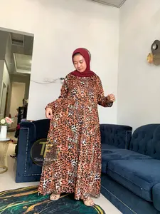 Gamis Hyget Macan Jumbo Gamis Harian Jumbo Leopard Premium Murah Elegan Hyget Tumpal Batik Wanita Muslimah Dewasa Remaja Perempuan Daster Panjang Long Rayon Kombinasi dan Motif Syar’i Fashion Muslim