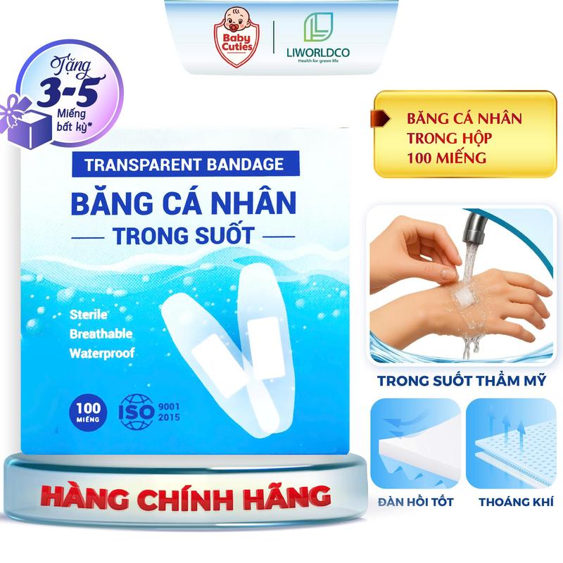  Liworldco Băng Cá Nhân Trong Suốt Không Thấm Nước Urgo Chất Liệu Polyethylene & Lưới Polyethylene 100 Miếng Hộp 20 Miếng 100 Miếng Xuất Xứ Việt Nam 