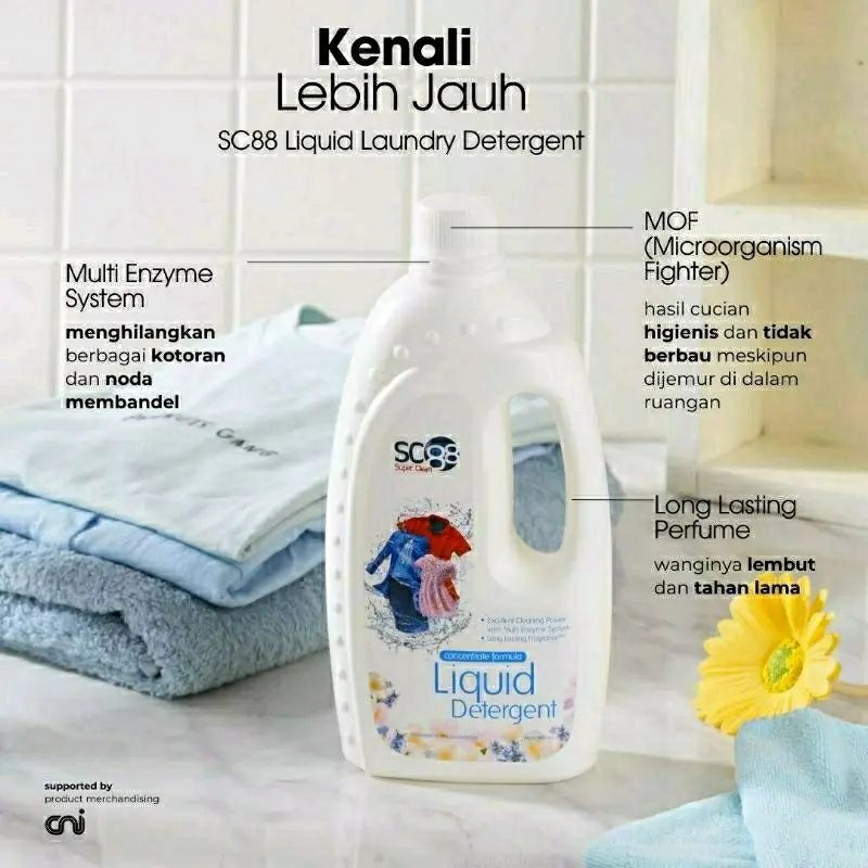 CNI Sc88 Detergent Sabun Cair dan Bubuk Pakaian Pemutih dan Penghilang Noda (1kg/800ml) Cuci Laundry Liquid Deterjen 2