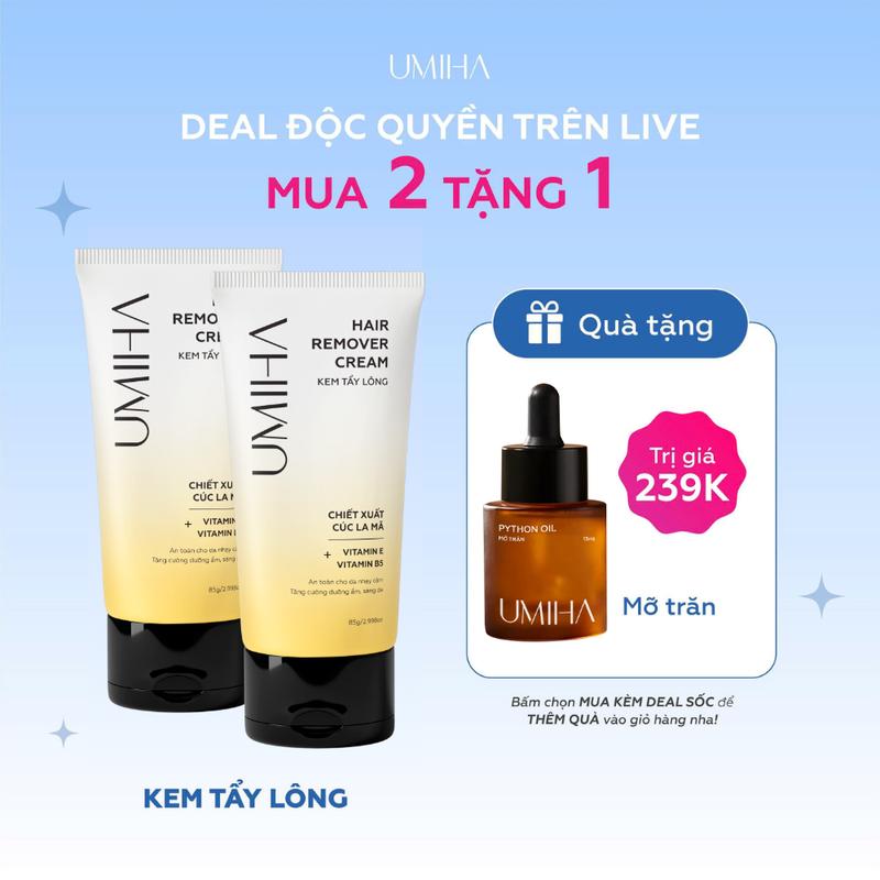   ĐỘC QUYỀN LIVESTREAM  Combo 2 kem tẩy lông UMIHA chiết xuất cúc La Mã 65g 