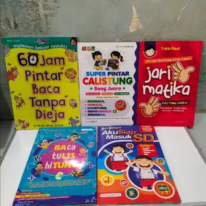 Paket 5 buku anak 60 jam pintar membaca,jarimatika,super pintar calistung,aku siap masuk sd,baca tulis hitung Soft Cover